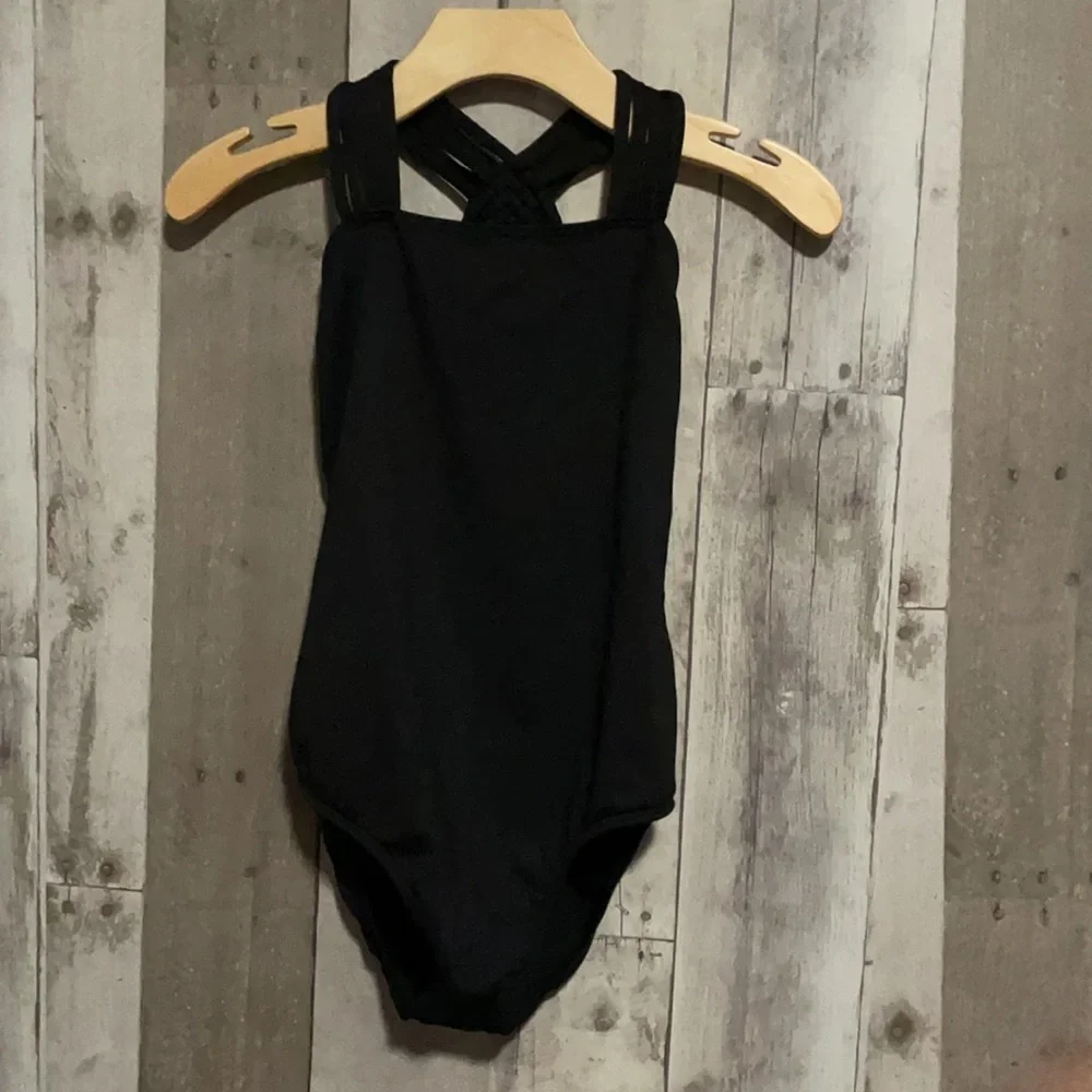 EUROTARD LEOTARD BLACK LATTICE BACK SMALL